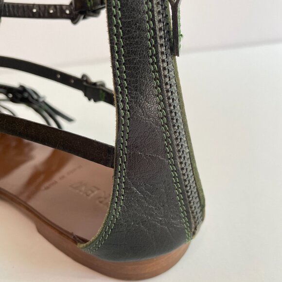 J. Crew Gladiator Sandals Made in Italy Dark Green Leather Strappy Size 9 - Picture 7 of 13